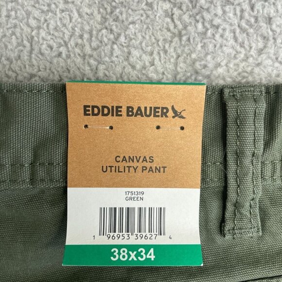 NEW Eddie Bauer Men's 38x34 Canvas Utility Carpenter Pants Green Stretch - Picture 6 of 9